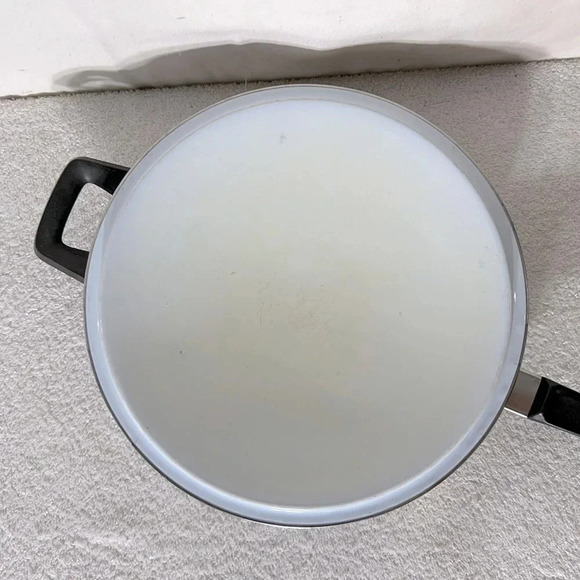 Vintage Enamelware Brown Paisley Frying Pan Skillet With Lid - Picture 9 of 16